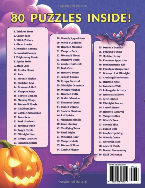 Halloween Word Search for Adults and Seniors – Large Print Spooky Puzzles for Cozy Fall Fun: 80 Large Print Word Search Puzzles with Over 1200 ... Pumpkins, Haunted Houses, Witches, and Candy by Brilliant Brain Books