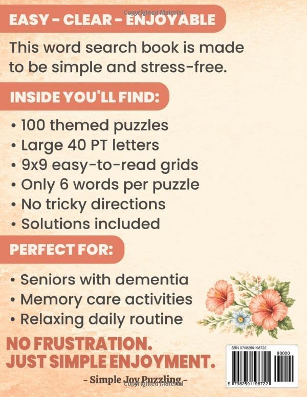 Seniors Summer Word Find: Extra Large Print Summertime Word Search Book with 100 Easy to Read Puzzles in 40 pt font - Fun Activity to Relax, Unwind or ... you Love (Comfort Word Finds Collection) by Simple Joy Puzzling