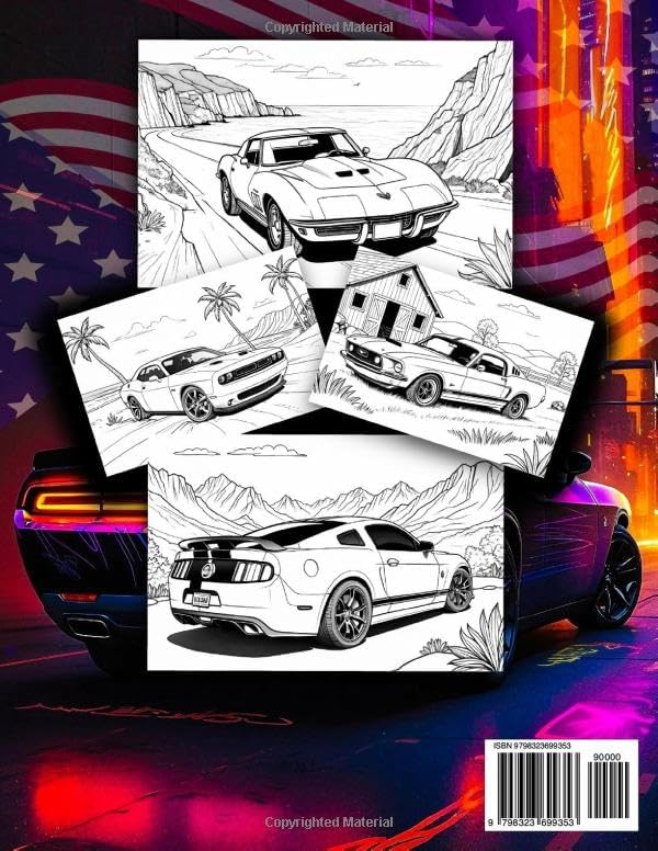 Legendary American Muscle Cars Coloring Book: A Collection of 50 Cool Muscle Cars Colouring Pages | A creative and relaxing break for everyone by Falk Meyer