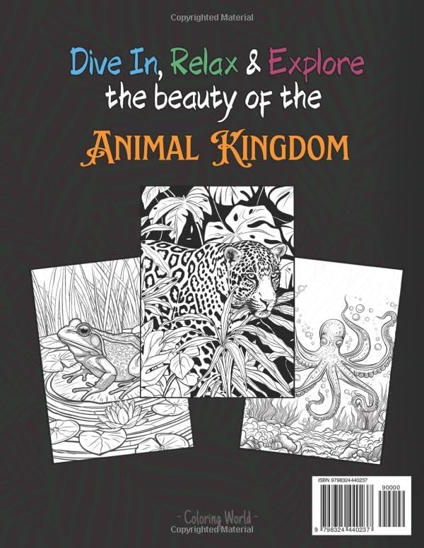 Animals Coloring Book - 101 Designs for Adults and Teens: Coloring for Relaxation and Mindfulness | Jungle, Forest, Farm, Pets, Ocean Creatures & their Habitats by Coloring World