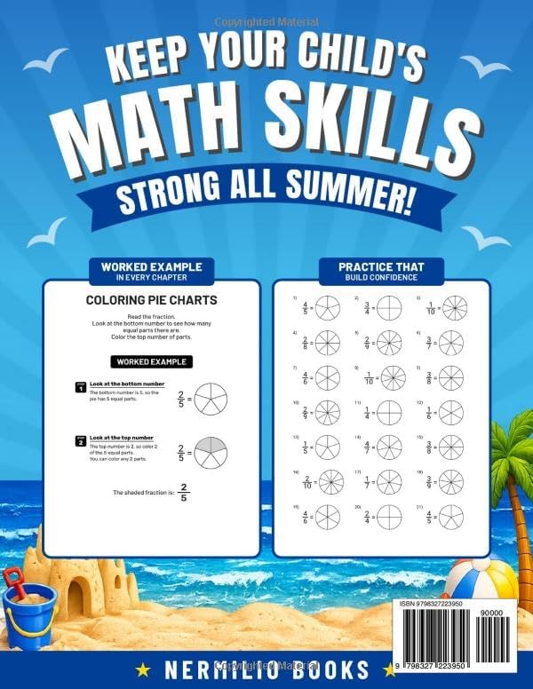 Summer Math Workbook 1-2 Grade: Addition, Subtraction, Multiplication, Telling Time, and Fractions Exercises for a Smooth Transition from 1st to 2nd Grade (Nermilio Grade 2 Math Series) by Nermilio Books