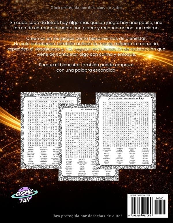 Sopa De Letras En Español Con Letra Grande Para Adultos – Libro 3 en 1 con +9000 Palabras en 3 Niveles de Dificultad: Spanish Word Search for Adults Large Print – 3 Books in 1 (Spanish Edition) by Cosmic Fun