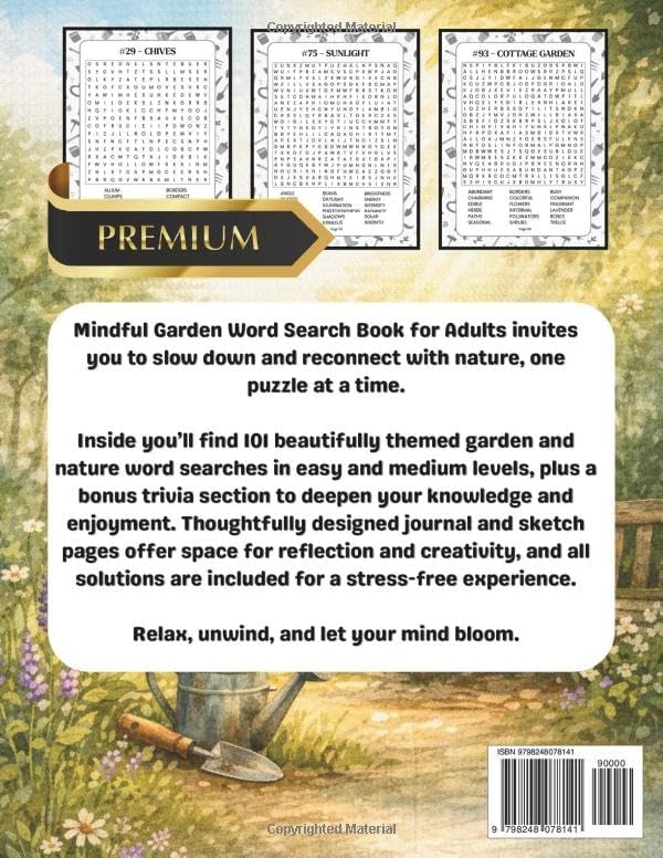 Mindful Gardening Word Search for Adults (Large Print Edition): 101 Large Print Gardening Word Search Puzzles for Adults & Seniors – Relaxing Brain ... for Adults and Seniors (Large Print Edition)) by Naveen Babu Alate