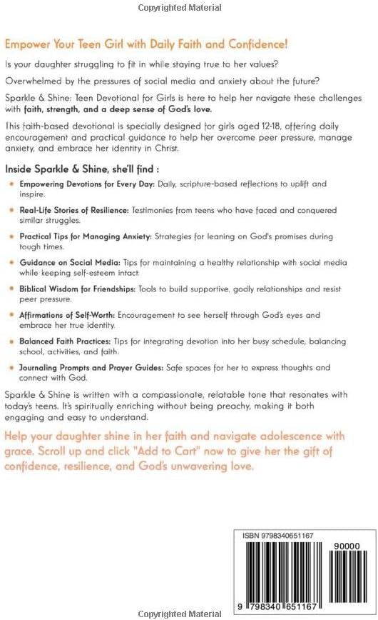 Sparkle & Shine: Teen Devotional for Girls: Strengthen Relationships, Manage Anxiety, and Embrace God's Love Daily (Sparkle & Shine Series) by Graceful Growth