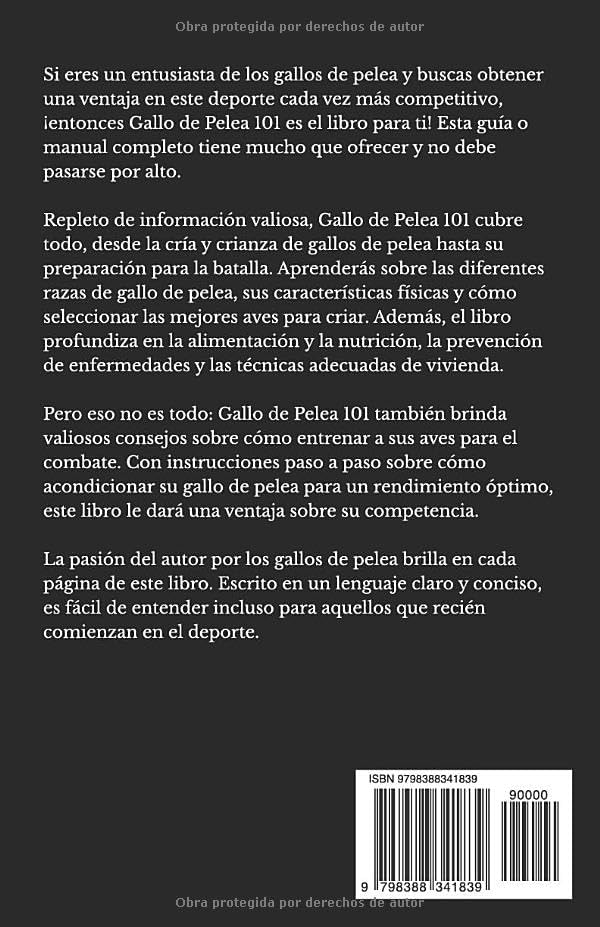 Gallo de Pelea 101 (Spanish Edition) by Sabong Culture and Art