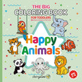 HAPPY ANIMALS - The Big Coloring Book for Toddlers: 50 Big & Easy Coloring Pages for Ages 2-4 (cherryellow - ALL AROUND) by Cherryellow Press
