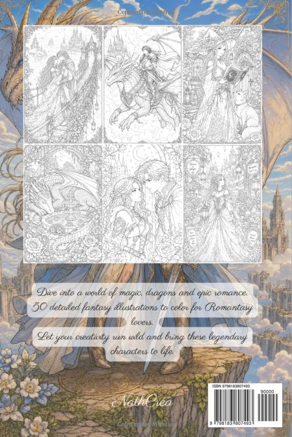 Romantasy: 50 Illustrations to Color by Nath Créa