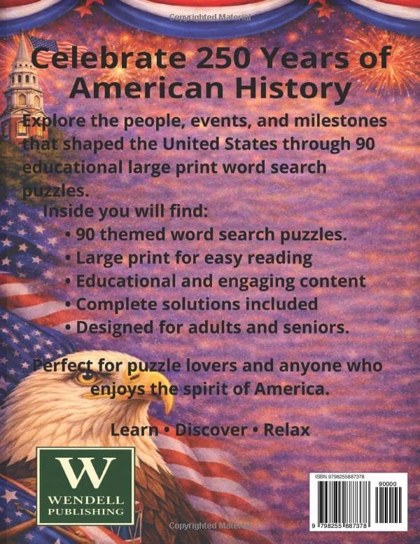 America's 250th Anniversary Word Search: Patriotic Puzzles Celebrating American History by Wendell Publishing