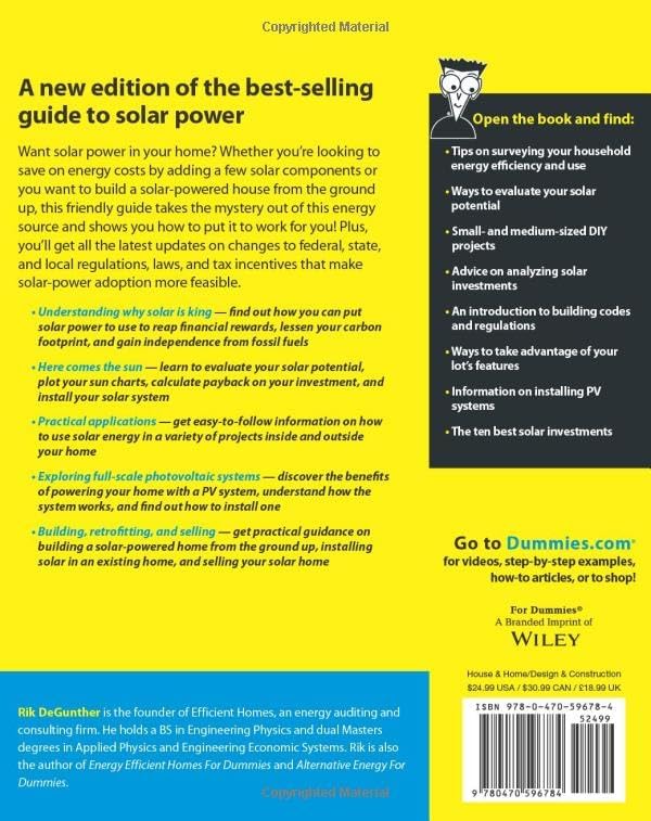 Solar Power Your Home For Dummies (For Dummies Series) by Rik DeGunther