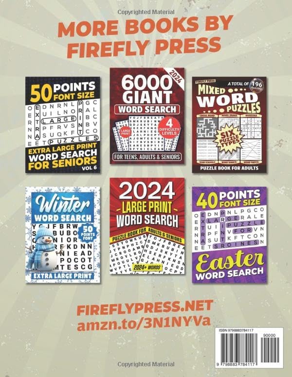 30 Points Font Size Extra Large Print Nostalgic Word Search for Seniors: 50 XL Size Nostalgic Word Search with 50s-90s Themed Puzzles Vol: 6 by Firefly Press