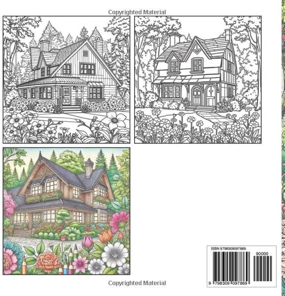 Houses Colouring book for Aduts, Teens, Women and Men.: Homes and Landscapes for Relaxation, Calmness and Stress Relief (Adult Coloring Books serie) by Dario Casazza