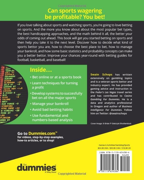 Sports Betting For Dummies by Swain Scheps