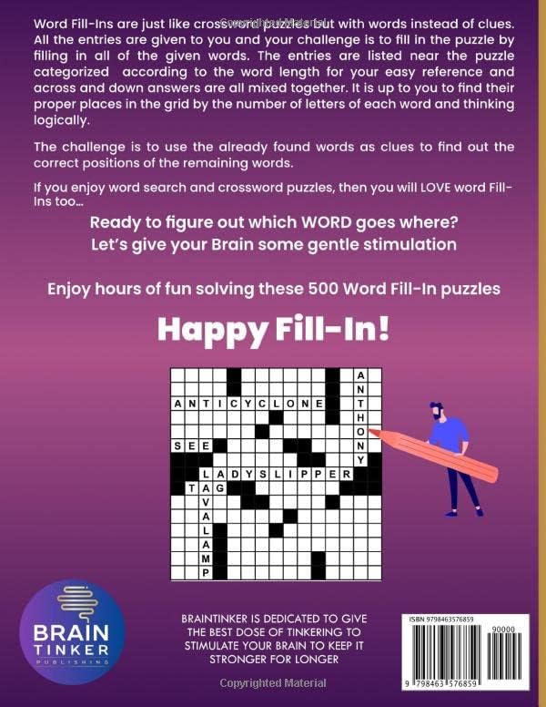 Ultimate Word Fill In Puzzle Book for Adults and Teens: 500 Word Fill Ins Puzzles with Large Print| Word Fill it in Puzzle Book for Seniors and Young Adults by BRAINTINKER Publishing