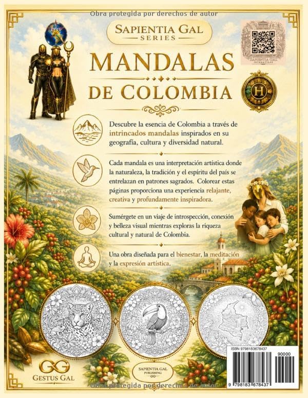 Mandalas de Colombia: Libro I – Naturaleza y Raíces | 25 Mandalas para Colorear Inspirados en la Naturaleza, Cultura y Tradiciones de Colombia (Sapientia Gal Country Lights Series) (Spanish Edition) by Jesus Benjamin Santa Rodriguez