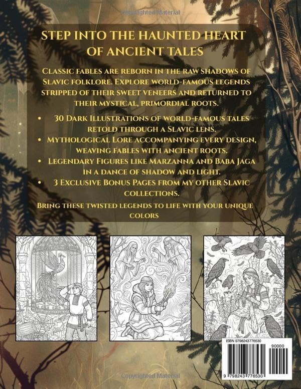 SLAVIC GRIM TALES: A Slavic Retelling of Classic Fairy Tales - Adult Coloring Book (Slavic Folklore Coloring Collection) by Agata Krasińska
