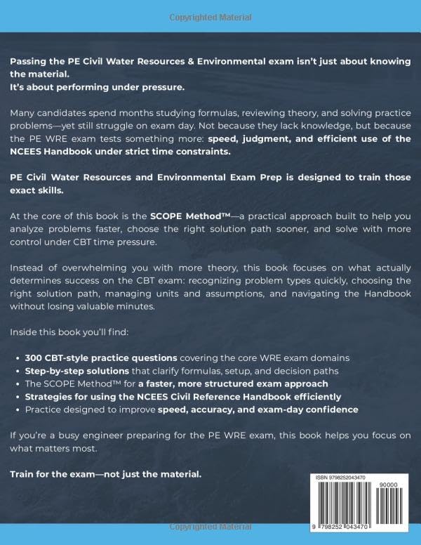 PE Civil Water Resources and Environmental Exam Prep: A Training Guide with 300 CBT-Style Questions, Step-by-Step Solutions & NCEES Handbook Strategies—Even with Limited Study Time by Ace Guide Publishing