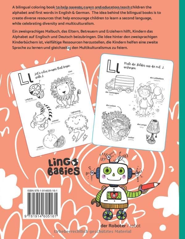 Children's Bilingual Coloring Book- German & English: Learn the alphabet & first words in English & German/Lerne das ABC und erste Worte auf Englisch ... Books for Kids (ages 3-8)) (German Edition) by Marisa J Taylor