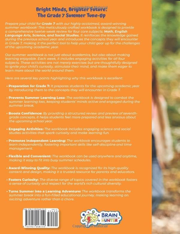 Summer Activity Playground Grade 6-7: 8 Weeks of Summer Activities - Math, ELA, Science, Reading and Social Studies by Brain Hunter Prep