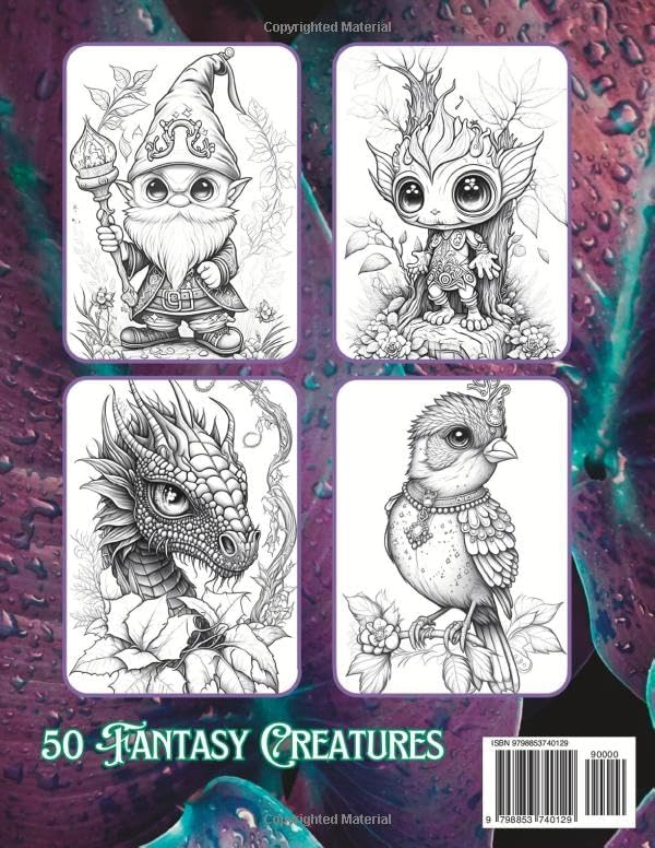 Fantasy Creatures Coloring Book: A Coloring Book for Teens and Adults featuring over 50 Adorable Creepy Monsters, Critters , Dragons, Gnomes and more. ... and Stress Relief (Fantasy Coloring Books) by Hue Ink