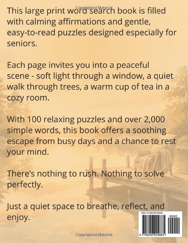 Large Print Word Search Books For Seniors | Calming Affirmations | 100 Easy & Relaxing Puzzles: Over 2,000 Simple Words with Peaceful Scenes, Gentle Comfort, and Everyday Calm by Annie Fields