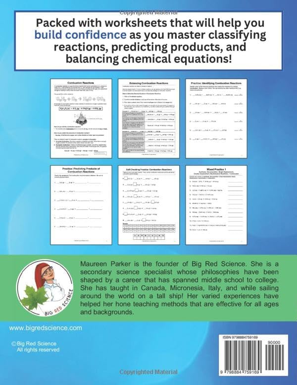 Exploring Chemical Reactions: A High School Chemistry Workbook with Answers: 300+ Practice Problems in Classifying Chemical Reactions, Predicting ... Reactions, and Balancing Chemical Equations by Maureen Parker MSc.