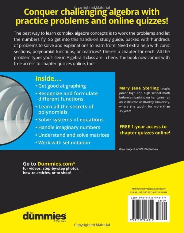 Algebra II Workbook For Dummies by Mary Jane Sterling