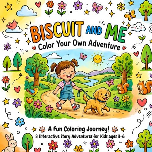 Biscuit and Me: Color Your Own Adventure: A Fun Coloring & Story Activity Book for Kids Ages 3-6 : 3 Interactive Story Adventures, Story Prompts, Activities, and Imagination Play by Curious Minds Studios