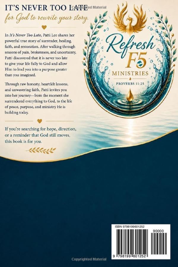 It's Never Too Late: A Journey of Surrender, Healing, Faith and Restoration by Patti Lee