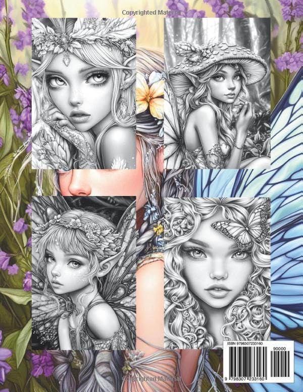 Fantasy Coloring Book Fairy Portraits Special Edition: For Adults and Teens | Black Line and Grayscale Portraits of Beautiful Fairies (The enchanting world of faires and the magical forest) by Elina I.