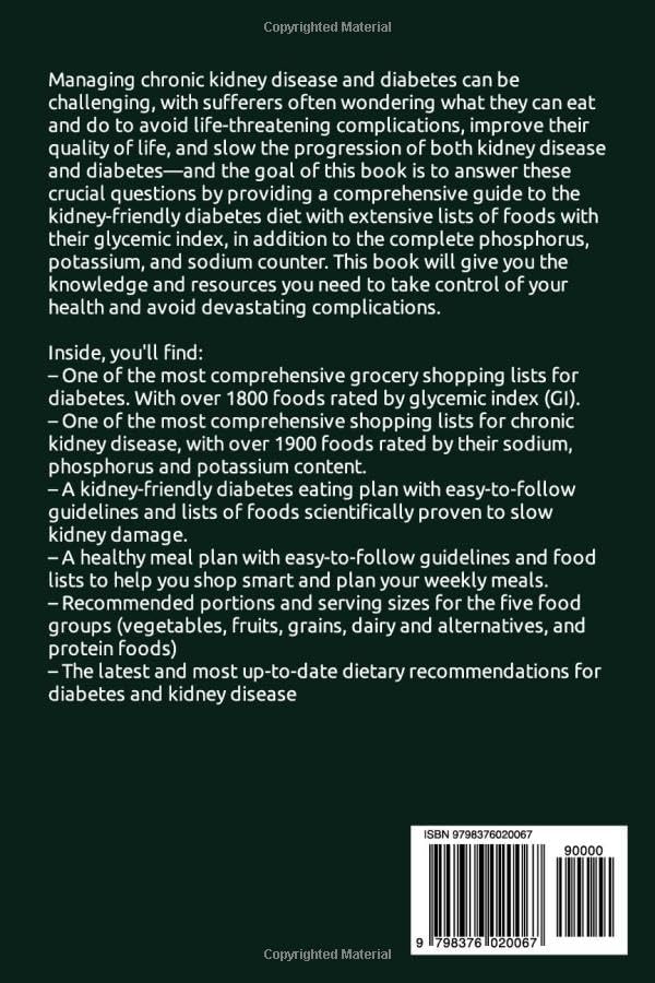The Complete Food Lists for Kidney-Friendly Diabetes Diet: Comprehensive Food Lists with GI, Phosphorus, Potassium & Sodium Values — Healthy Balanced Eating Guide for Diabetes & Kidney Disease by Dr. H. Maher