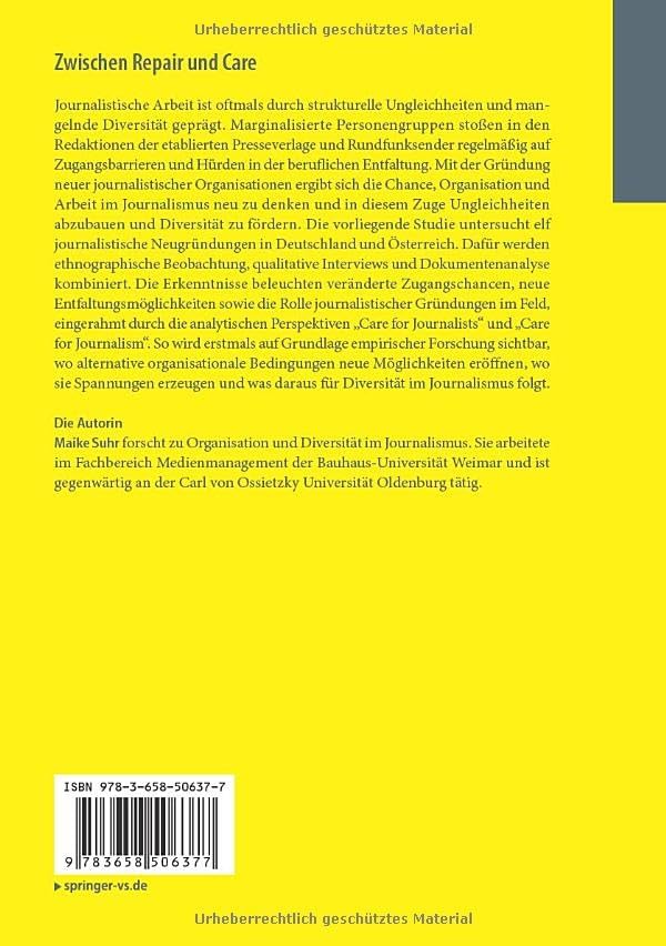 Zwischen Repair und Care: Neugründungen als Chance für Diversität im Journalismus (German Edition) by Maike Suhr