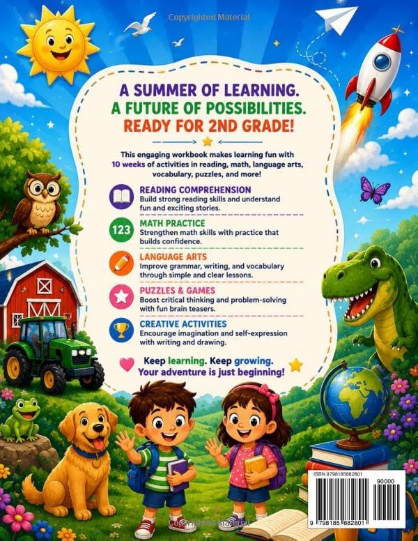 Summer Bridge Workbook Grade 1 to Grade 2: 10 Weeks of Fun Reading, Math, Language Arts, Vocabulary, Puzzles, and Creative Activities to Build ... Loss, and Prepare Kids for Second Grade by Dr Mulvaney Dolly