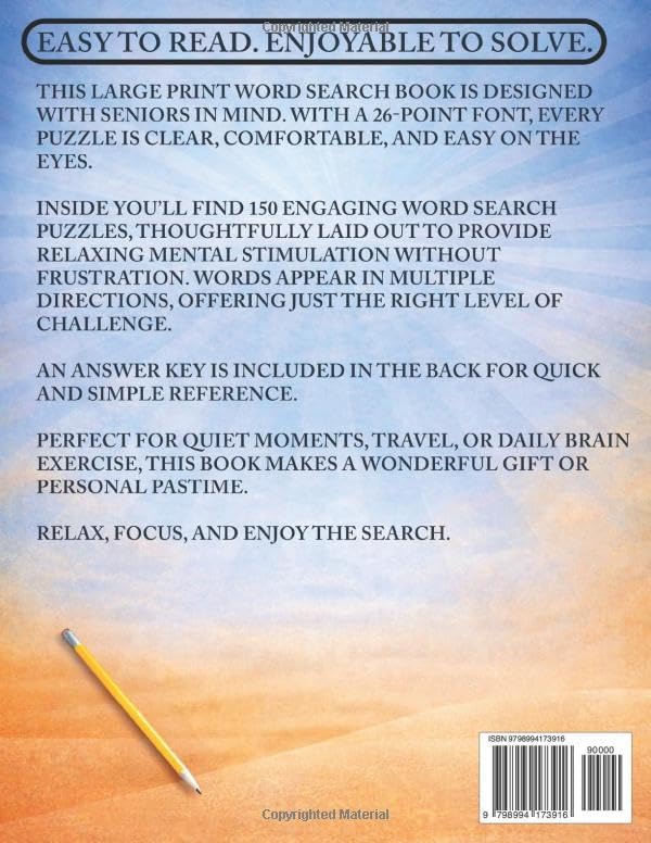 Extra Large Print Word Search for Seniors: 26 Pt Font Size! Easy to Read! by Brian S Smith