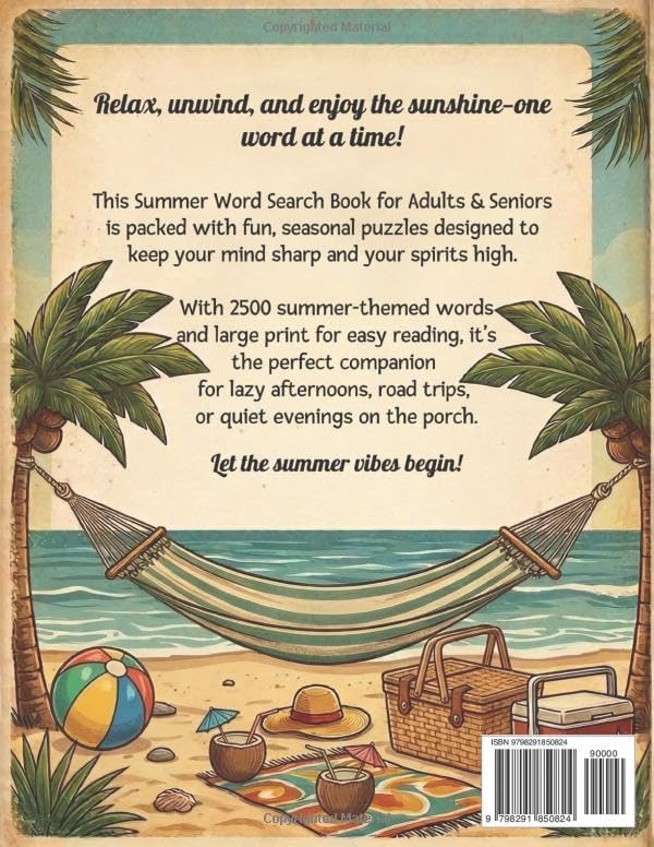 SUMMER WORD SEARCH BOOK FOR ADULTS AND SENIORS (LARGE PRINT): A Relaxing Way to Unwind, Enjoy Summer, Relief from Stress, While Stimulating Your Brain (SUMMER WORD SEARCH FAMILY SERIES) by C. C. Malory