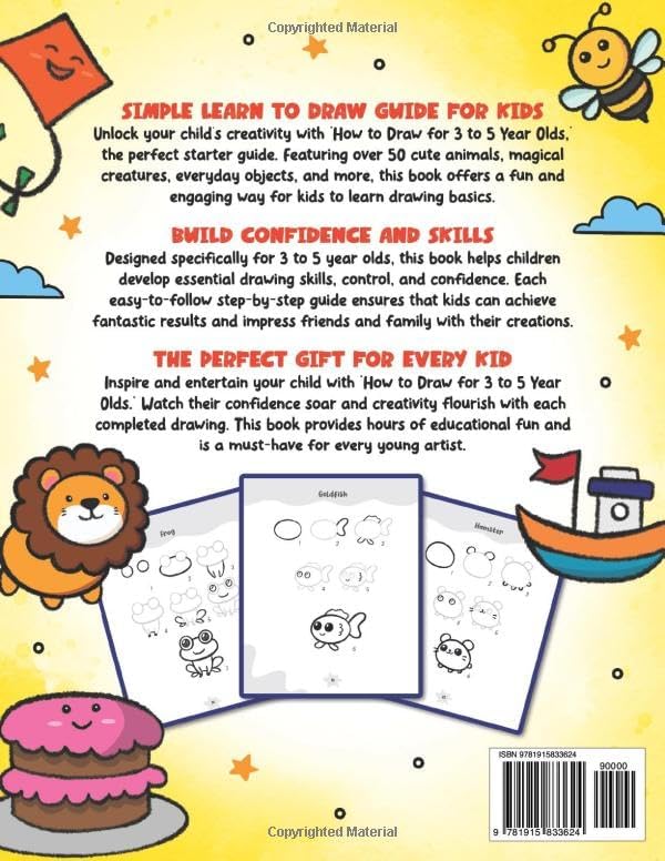 How to Draw for 3-5 Year Olds: Learn to Draw Cute Pets, Farm Animals and Other Magical Things | Book for Kids Age 3+ (How to Draw Everything for Kids) by Anna Robin
