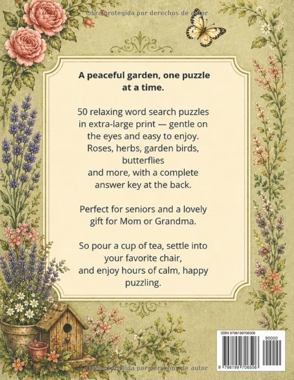 Large Print Flower & Garden Word Search for Seniors: 50 Relaxing Puzzles of Flowers, Plants & Garden Life | Extra-Large Print, Easy-to-Read | Solutions Included (Spanish Edition) by Willow & Sage Press