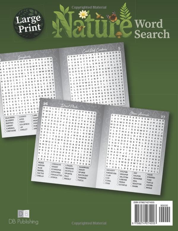 Nature Word Search Large Print: Relaxing Outdoor & Wildlife Puzzles for Adults and Seniors | Big Easy-to-Read Font: Includes Forests, Animals, ... Puzzles (Themed Large Font Word Search) by DB Publishing