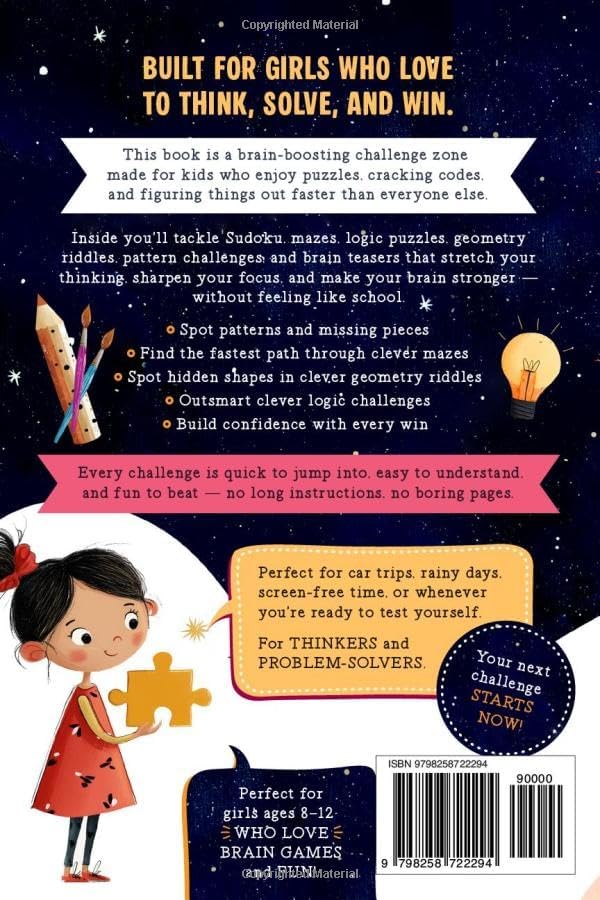 The Fun Activity Book for Smart Girls: 100+ Brain Games to Boost Problem-Solving Skills, Focus, Cognitive Abilities & Confidence For Kids Ages 8-12 (Brain Boosting Gifts for Kids) by Quinn Quest