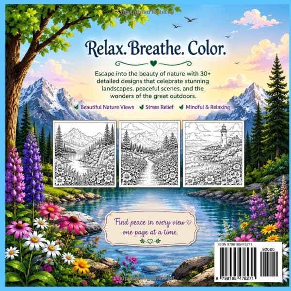 Nature Views Coloring Book: Peaceful Landscapes to Color and Unwind by Hali Haggard