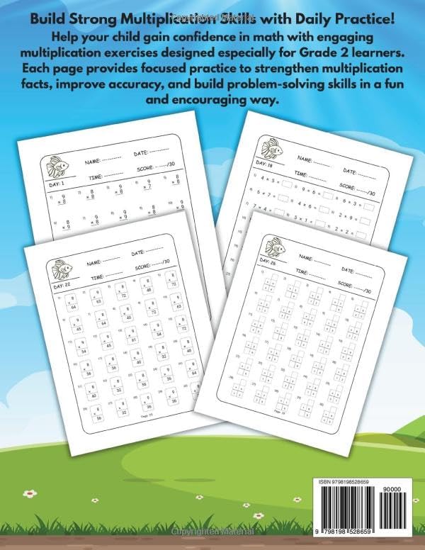 Second Grade Multiplication Workbook: 100 Pages of One-Digit Multiplication Exercises, One Page a Day with Solutions for Kids Ages 5-8 by Adam Brother