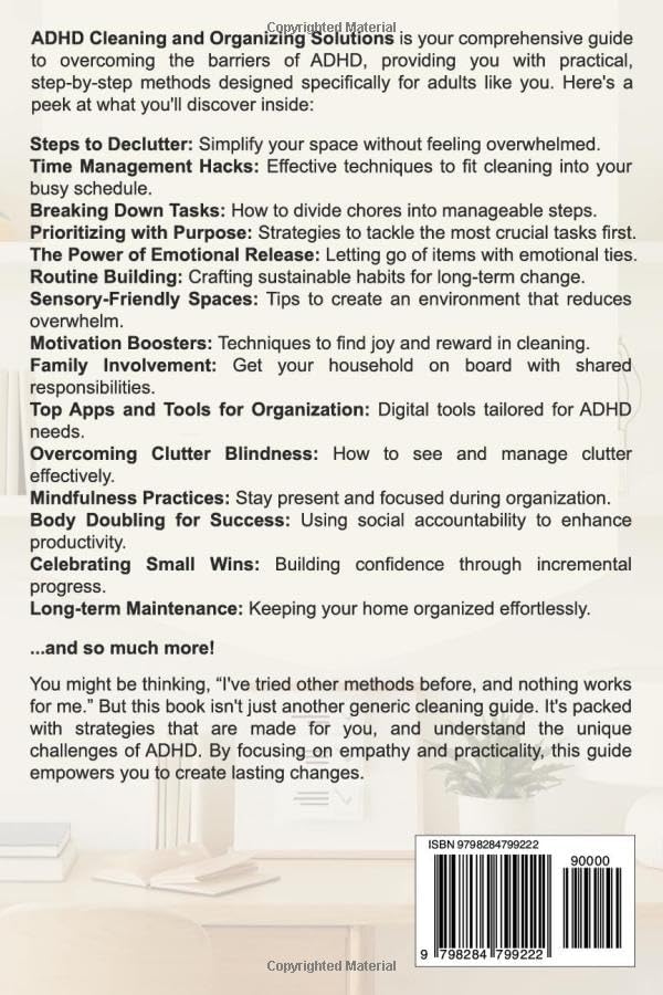 ADHD Cleaning and Organizing Solutions: Easy to Follow Steps to Reduce Stress, Boost Productivity, and Overcome Procrastination to Maintain an Organized Home by Amanda Seas
