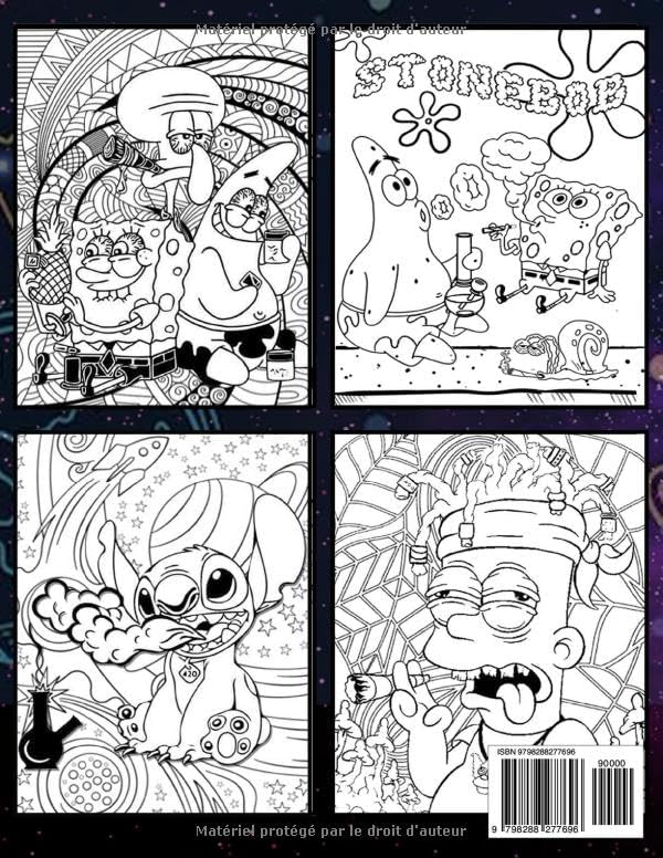 90s Cartoon Stoner Coloring Book:: 44+ Funny, Trippy & Chill Cartoon Coloring Pages for Adults — A Perfect Way to Relax and Vibe (French Edition) by Carolyn Kendall