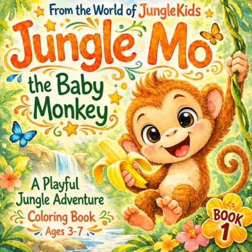 Jungle Mo - The Baby Monkey: A Cute Jungle Coloring Book with a Fun Find-the-Pineapple Hidden Object Challenge for Ages 3–5 (The World of JungleKids) by Maple & Moss