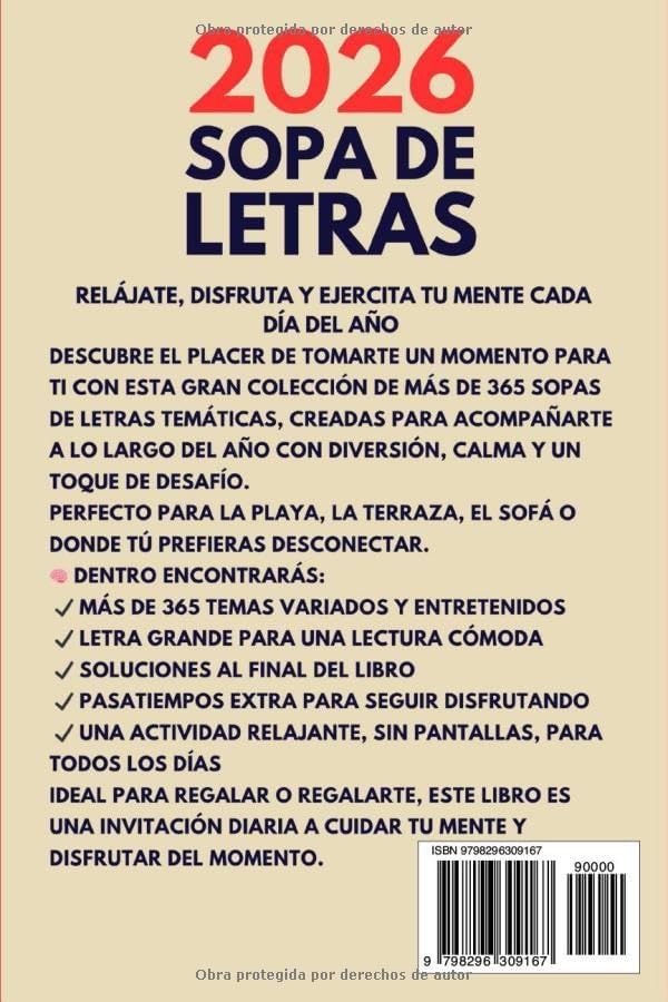 2026 Sopa De Letras En Español Para Adultos Letra Grande (Spanish Edition) by Hiba Jazmín