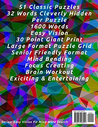 Word Search Book For Seniors: Pro Vision Friendly, 51 Classic Puzzles, 30 Pt. Extra Large Print, Vol. 19 (Easy Vision Fit Mind Word Search) by Mark English