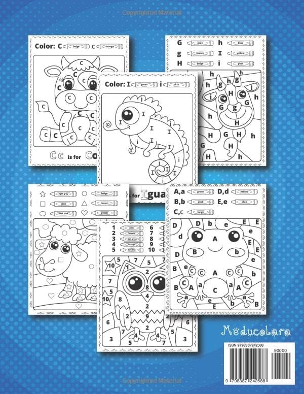 Color by Letters Color by Numbers and Color by Shapes: Color by Code Coloring Book for Toddlers and Kids age 3-5 by Meducolara