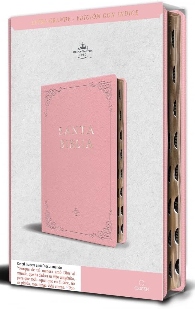 Biblia RVR 1960 letra grande tamaño manual, Piel rosada con índice / Spanish Bible RVR 1960 Handy Size Large Print Leathersoft pink with index (Spanish Edition) by Reina Valera Revisada 1960