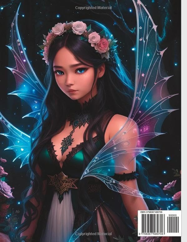 Midnight Fairies Coloring Book: Beautiful Enchanted Fairies Coloring Pages for Adults Stress Relief and Relaxation by Ella Adorflowers