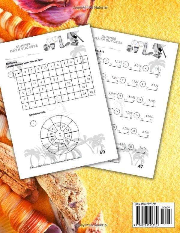 Summer Math Success: 4th Grade Multiplication and Division Workbooks: Single, and Multi Digit Multiplication and Division Worksheets for Kids with Answers by All_Seasons_Math Teachers Publishing