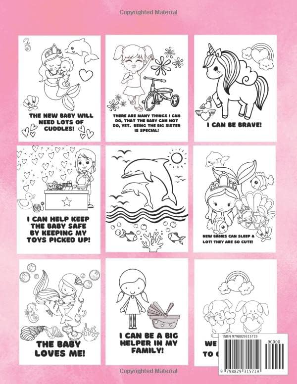 I'm a New Big Sister Coloring Book!: 40+ Pages of Big sister fun and Encouragement! A Gift for New sister with cute Baby sibling! (New Baby- Pregnancy ... Cousin, Big Sister, Big Brother, Big Cousin) by Joy Joyfully